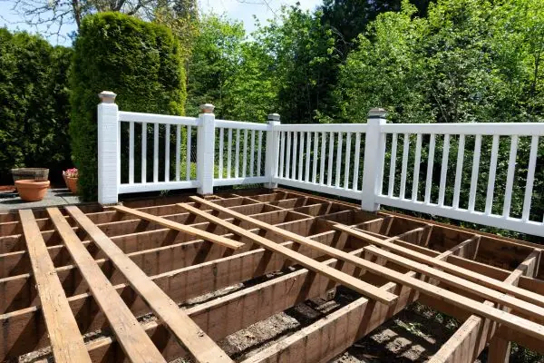 outdoor exterior wooden cedar deck being remodeled